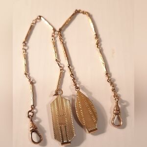 Antic Gold Filled Belt Clip On Poket Watch Chains